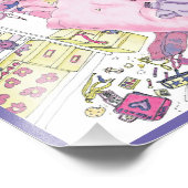 10代の若者おもしろいガールズメッシーベッドルームピンクアートユーモア フォトプリント            (角)