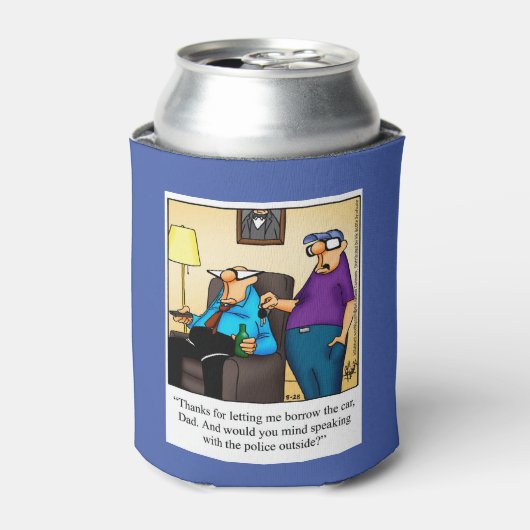 10代の若者とファミリーカーユーモアクーラーボックス 缶クーラー (缶正面)