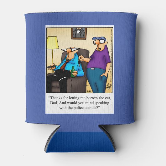 10代の若者とファミリーカーユーモアクーラーボックス 缶クーラー (正面)