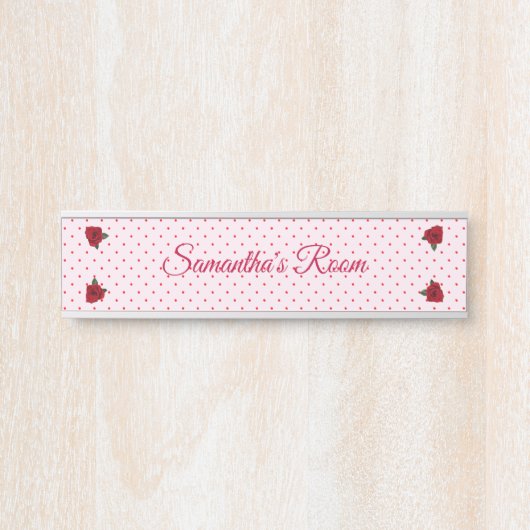 10代の若者の部屋の印のピンクは赤いバラの机の壁に点を打ちます サインプレート (正面)