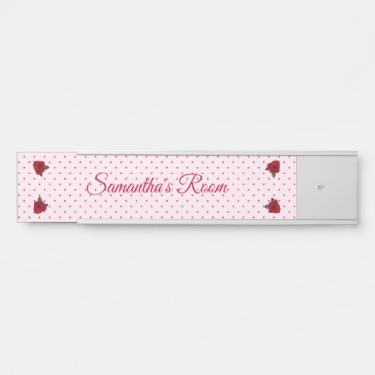 10代の若者の部屋の印のピンクは赤いバラの机の壁に点を打ちます サインプレート (正面)