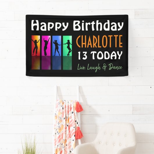 10代の若者パーソナライズされたディスコ誕生日パーティー 横断幕 (インサイチュ)