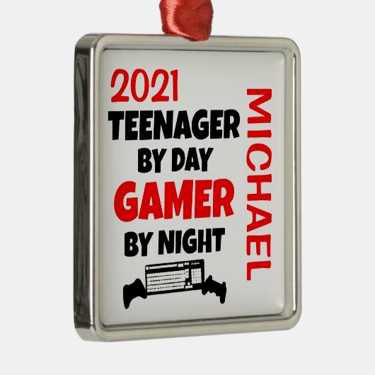 10代の若者ラヴ遊ズのビデオゲームカスタム メタルオーナメント (右)