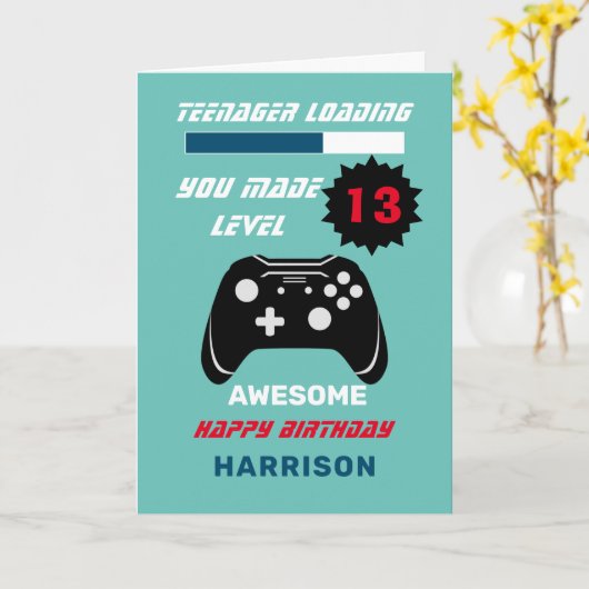 10代の若者ローディおもしろいングゲーマーパーソナライズされた誕生日 カード (黄色い花)