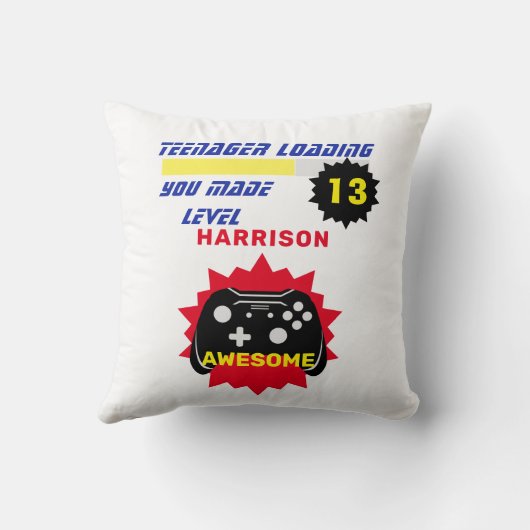 10代の若者ローディおもしろいングゲーマーパーソナライズされた誕生日 クッション (裏面)