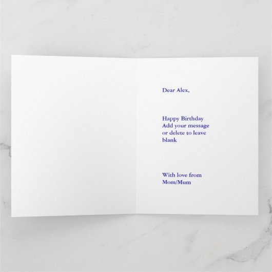 10代の若者写真BIGバースデーカード息子13歳 カード (内部)