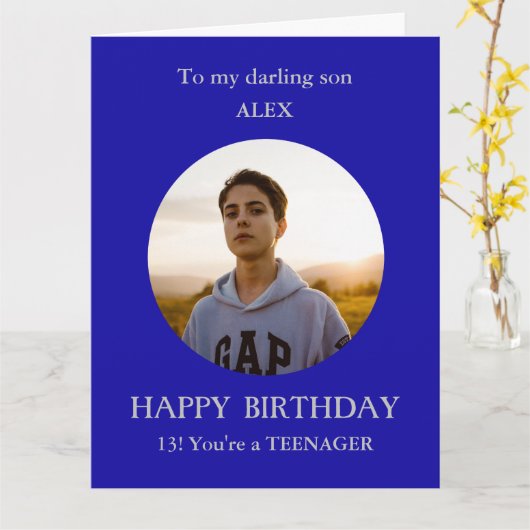 10代の若者写真BIGバースデーカード息子13歳 カード (黄色い花)
