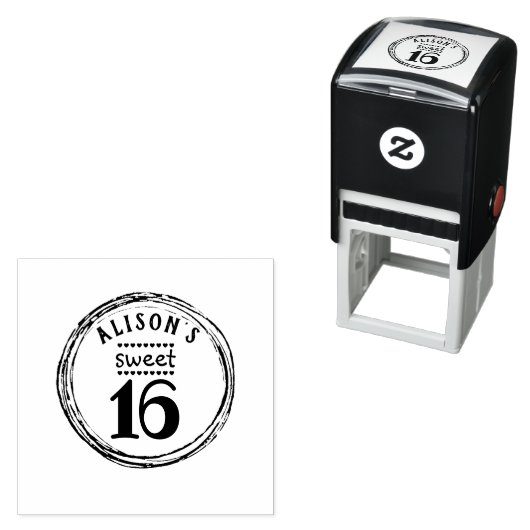 10代の若者女の子sweet sixteen誕生日パーティースタンプ。 セルフインキングスタンプ (インサイチュ)