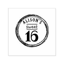 10代の若者女の子sweet sixteen誕生日パーティースタンプ。 セルフインキングスタンプ