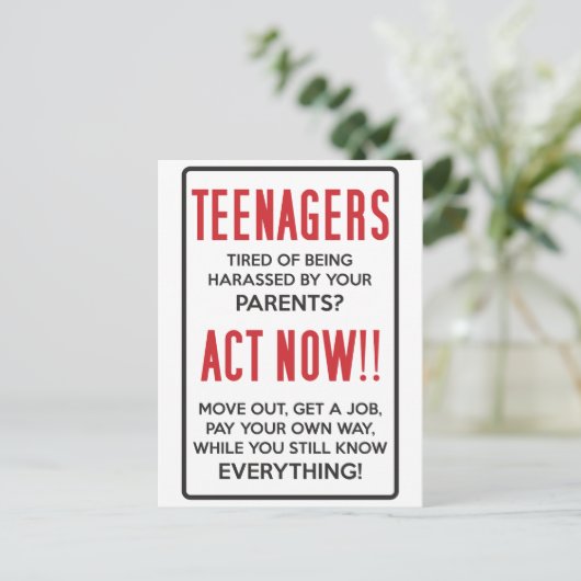 10代の若者嫌がらせに疲れた？今だ！! ポストカード (スタンド正面)