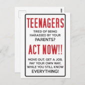 10代の若者嫌がらせに疲れた？今だ！! ポストカード (正面/裏面)