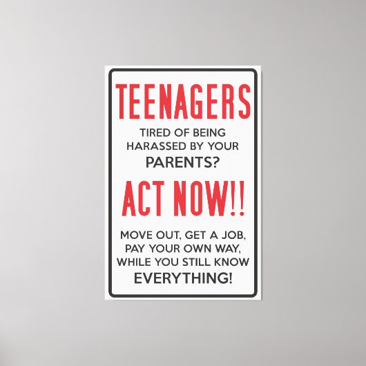 10代の若者嫌がらせを受けるのにうんざりだ?今すぐ行動!! キャンバスプリント (正面)