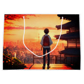 10代の若者学校の少年が抱き枕を発見 ラージペーパーバッグ (正面)