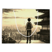 10代の若者学校の少年が抱き枕を発見 ラージペーパーバッグ (裏面)