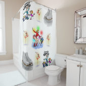 10代の若者氷スケートで滑る姿ホワイトショーカーテン シャワーカーテン (インサイチュ)