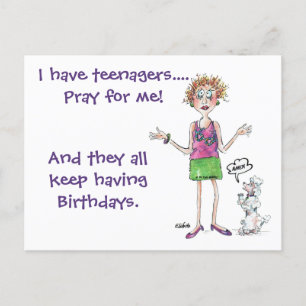10代の誕生日を持つパニック状態の母親 ポストカード