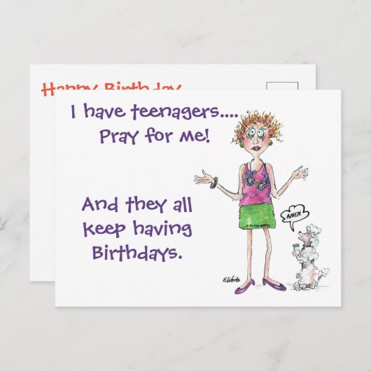 10代の誕生日を持つパニック状態の母親 ポストカード (正面/裏面)