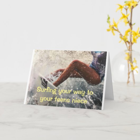 10代の13代の姪へのサーフィン カード (黄色い花)