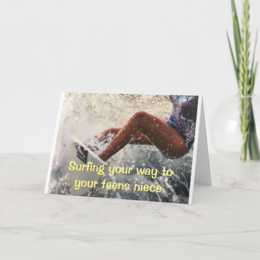 10代の13代の姪へのサーフィン カード (正面)
