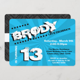 10代の/トゥイーングラフティウォール誕生日パーティー 招待状