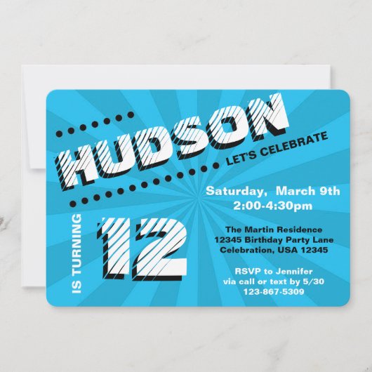 10代の/トゥイーングラフティウォール誕生日パーティー 招待状 (正面)