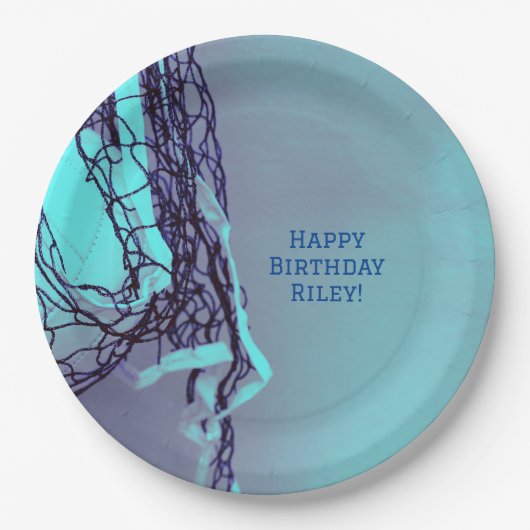 10代のBlue Birthday Partyネット&バレーボール ペーパープレート (正面)