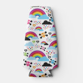 10代エモ虹のスカル背景 ボトルクーラー (正面)