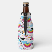 10代エモ虹のスカル背景 ボトルクーラー (ボトル裏面)