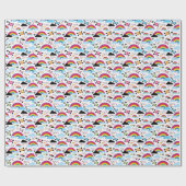 10代エモ虹のスカル背景 ラッピングペーパー (フラット)