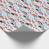 10代エモ虹のスカル背景 ラッピングペーパー (角)