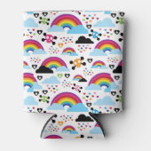 10代エモ虹のスカル背景 缶クーラー (正面)