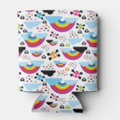 10代エモ虹のスカル背景 缶クーラー (裏面)