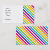 10代カラフル向けにストライプ虹色の斜めの贈り物 名刺 (正面/裏面)