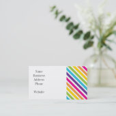 10代カラフル向けにストライプ虹色の斜めの贈り物 名刺 (スタンド正面)