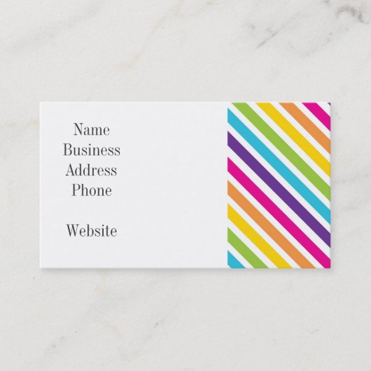 10代カラフル向けにストライプ虹色の斜めの贈り物 名刺 (正面)
