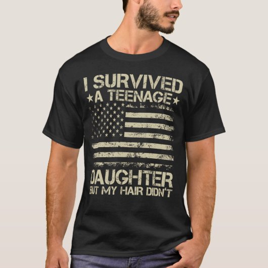 10代生き延びの娘の米国旗おもしろい Tシャツ (正面)