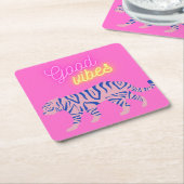 10代、女の子、トゥイーンのための審美的なピンク スクエアペーパーコースター (アングル)