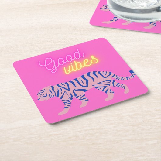 10代、女の子、トゥイーンのための審美的なピンク スクエアペーパーコースター (アングル)