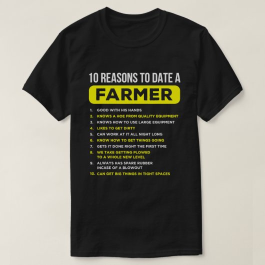 10件の理由農家のユーモアおもしろい農業私 Tシャツ (デザイン正面)