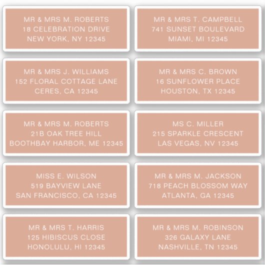 10個のゲスト名アドレスパーティー結婚 シール (正面)