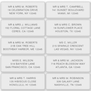 10個のゲスト名アドレスパーティー結婚 シール