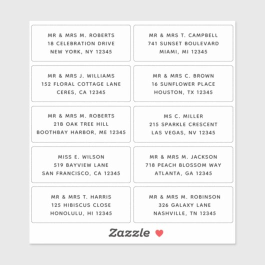 10個のゲスト名アドレスパーティー結婚 シール (シート)
