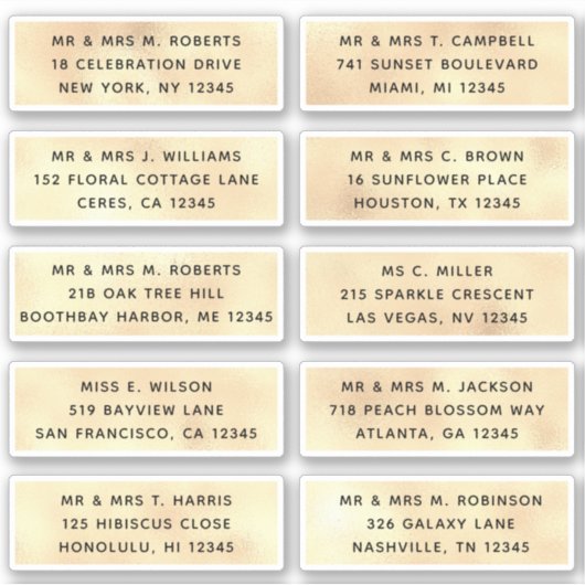 10個のゲスト名アドレスパーティー結婚 シール (正面)