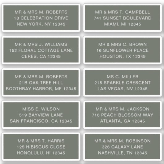 10個のゲスト名アドレスパーティー結婚 シール (正面)