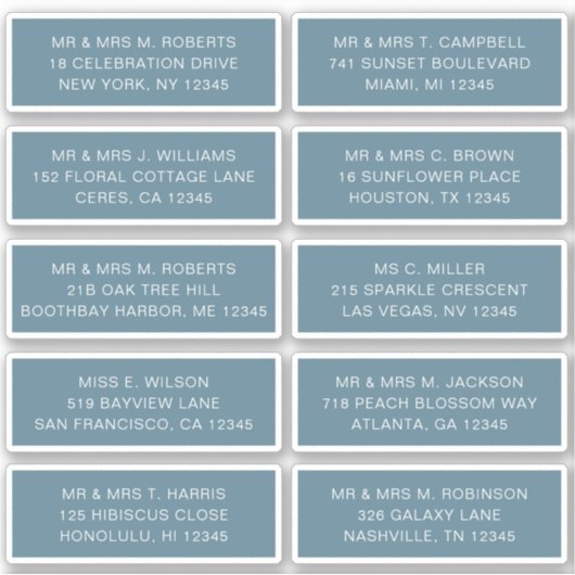 10個のゲスト名アドレスパーティー結婚 シール (正面)