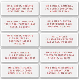 10個のゲスト名アドレスパーティー結婚 シール
