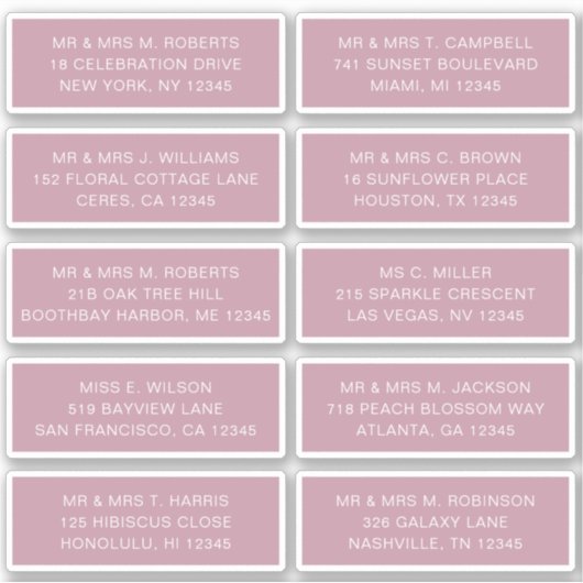 10個のゲスト名アドレスパーティー結婚 シール (正面)