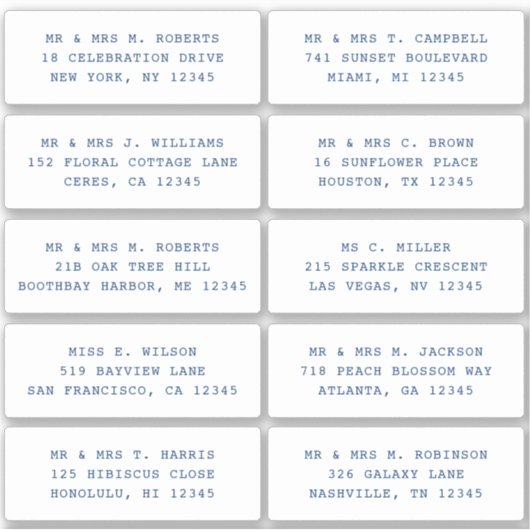 10個のゲスト名アドレスパーティー結婚 シール (正面)