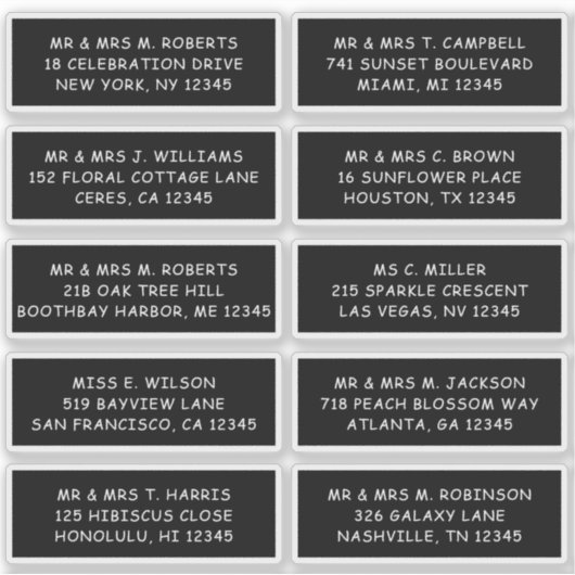 10個のゲスト名アドレスパーティー結婚 シール (正面)