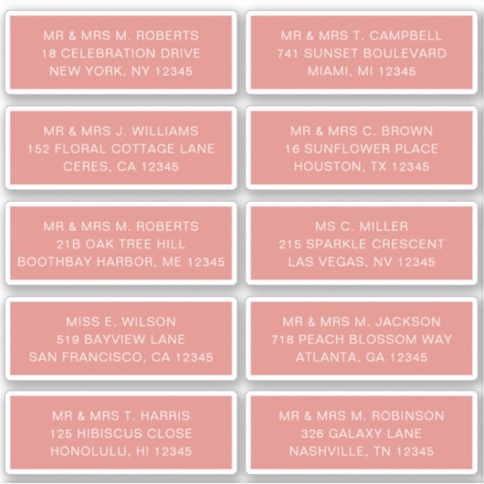 10個のゲスト名アドレスパーティー結婚 シール (正面)